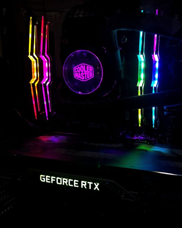 colored RAM inside a desktop computer