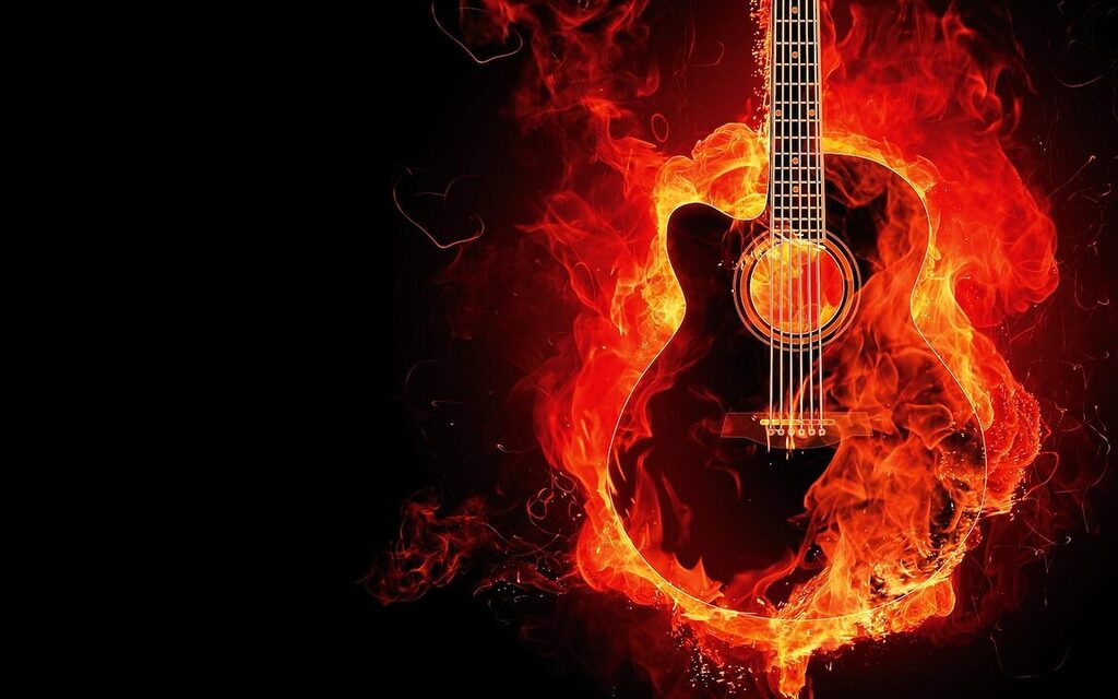 flaming guitar rock metal music