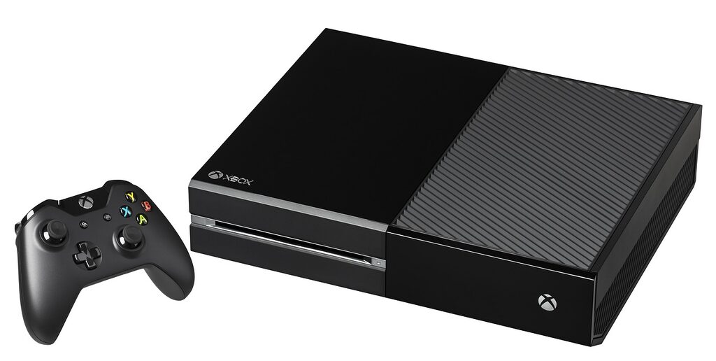black xbox one game console