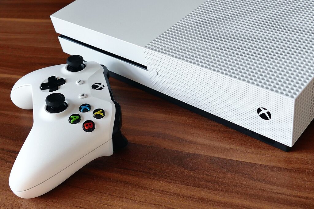 white xbox one game console microsoft with controller